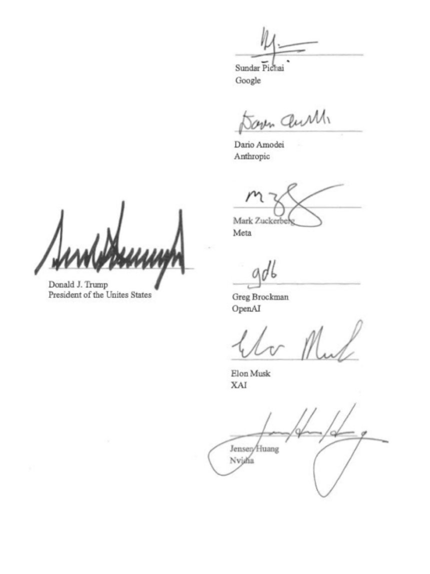 L’accord , signé par Donald Trump et les six principaux patrons des GAFA, ne prévoit pas encore de régime de sanctions.