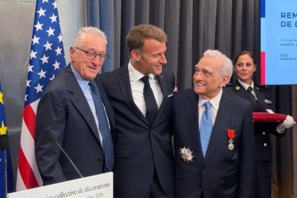 Robert de Niro et Martin Scorsese étaient tout sourire aux côtés du chef de l’Etat, qui leur a remis la Légion d’honneur