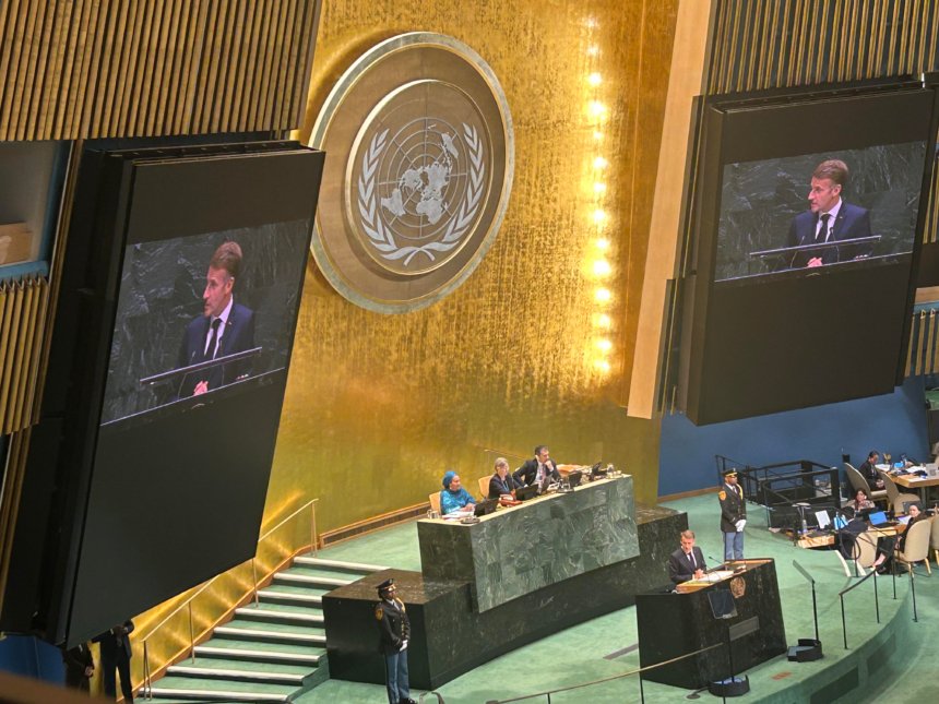 Emmanuel Macron à la tribune de l’Assemblée générale des Nations unies