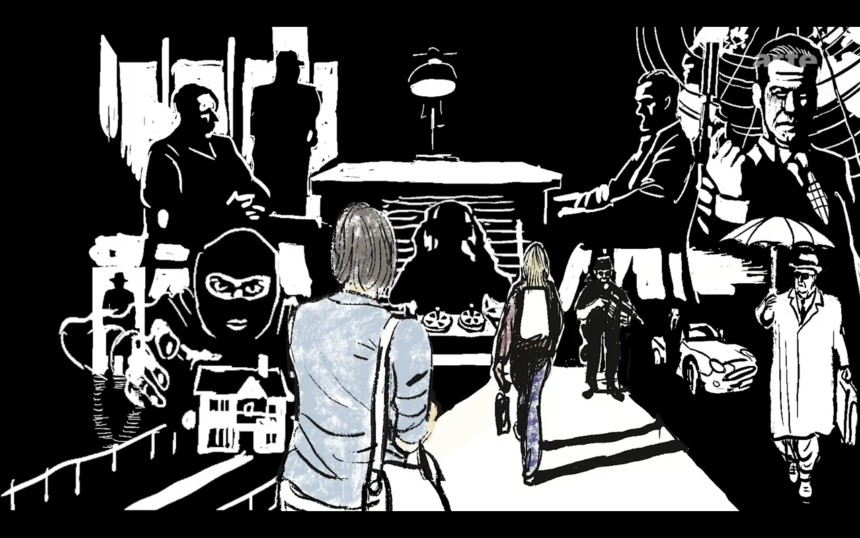 Le documentaire associe podcasts et images d’animation afin de préserver l’anonymat des témoins, avec des illustrations