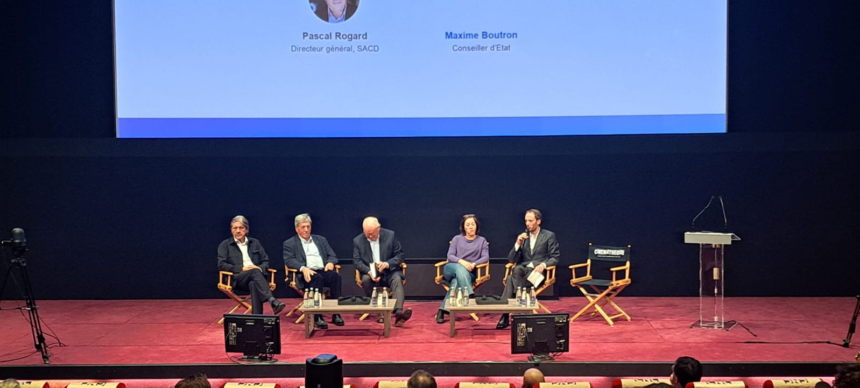 «Du GATT à l’Unesco» a réuni Chris Marcich, Pascal Rogard, Jacques Toubon, Marie-Laurence Rincé et Maxime Boutron.
